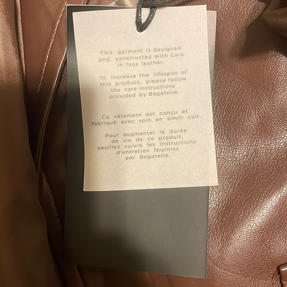 New Bagatelle New York Chocolate Brown Faux Leather Trench Coat - Picture 6 of 16